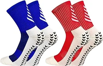 2 Pairs of Men's Non Slip Soccer Socks, Running Socks Sports Socks for Soccer Basketball Towel Bottom Sports Grip Socks Mid-calf Socks