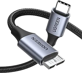 UGREEN Hard Drive Cable-1M USB C to Micro B, 10 Gbps USB C to External Hard Drive Cable Micro B to USB C Compatible with MacBook Air M2 Pro, iPad, Galaxy S22, WD Toshiba Westgate Seagate, etc Black