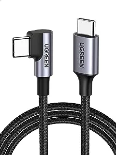 UGREEN USB C Cable, 90° Right Angled USB-C to USB-C 2.0 Cable Braided 60W 20V/3A Power Delivery PD Fast Charge for iPhone 15/15 Plus/15 Pro/15 Pro Max, Huawei, Samsung, iPad Pro/mini 6, MacBook Pro-3M