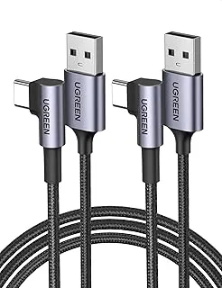 UGREEN USB C Cable Right Angle 90 Degree USB A to C Fast Charger Compatible with Samsung Galaxy S21 S20 S9 S8 Plus Note 20, LG G8 G7 V40 V20 V30 G6 G5, GoPro Hero 7 6 5 iPad mini 6-2M 2Pack