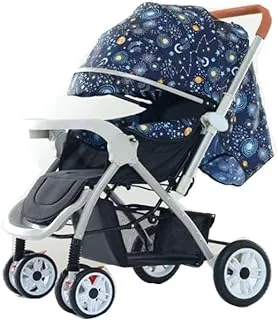 Hibobi 1459912 Foldable Sitting and Lying Four-Wheel Single Baby Stroller, Blue