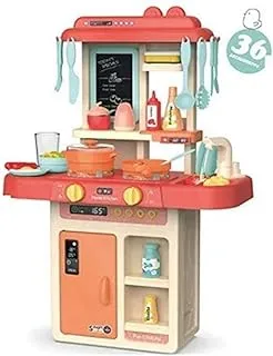Hibobi Fashion Pretend Beautiful Kitchen Toy Playset with Light and Sound for Little Chef 42-Pieces