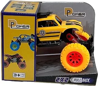D-Power - Pullback Race Stunt Car, Yellow | No Batteries Needed, Fun for All Ages | 3+