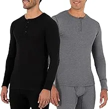 Fruit Of The Loom mens Recycled Waffle Thermal Underwear Henley Top (1 and 2 Packs) Pajama Top