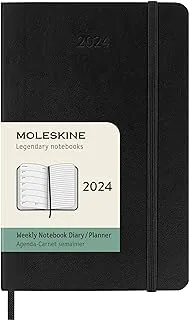Moleskine 2024 Weekly Planner, 12M, Pocket, Black, Soft Cover (3.5 x 5.5)