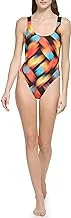 Calvin Klein Standard Logo Elastic Straps Low-Cut Back Removable Soft Cups One Piece Swimsuit