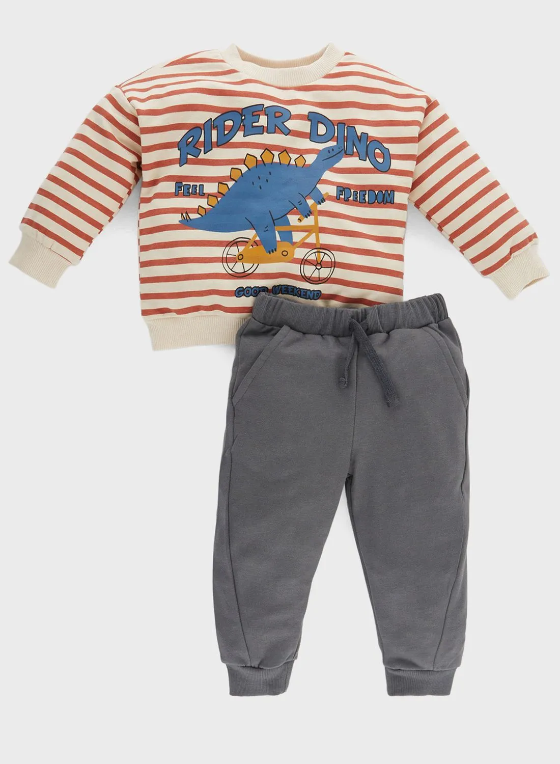 DeFacto Kids Dino Print Sweatshirt & Sweatpants Set