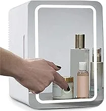 Beauty Mini Fridge/Portable Cosmetic Refrigerator Glass Panel + LED Lighting with Hot and Cold Adjustment Used for Makeup and Skin Care Can also be used in C Upgrade