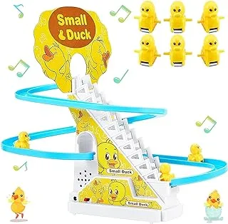 Duck Climbing Stairs Toy Roller Coaster Toy,Kids Race Track Toys, Duck Rail Car, Puzzle Car Race Tracks Parking Playsets for 3 4 5 6 7 8 Year Old Toddlers Boys Girls