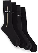 Hugo Boss RS Gift Iconic CC Hosiery Sock 4-Pack Gift Sets, Size 40-46, Charcoal