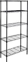 Amazon Basics 5-Shelf Adjustable, Heavy Duty Storage Shelving Unit (158.5 kgs loading capacity per shelf), Steel Organizer Wire Rack, Black (91.4 x 35.5 x 182.8 cm)