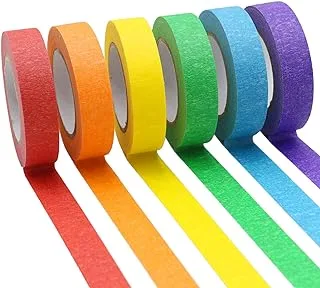 OWLKELA Colored Masking Tape 16 Yard Per Roll, 6 Rolls Rainbow Colors Painting Tape, Painters Tape, Craft Tape, Labeling Tape, Paper Tape for Bullet Journals, Party Decorations, DIY Craft