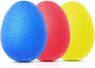 Hand Stress Balls DELFINO Hand Therapy Balls - Hand Grip Balls for Arthritis Pain Relief, Hand Strengthening Therapy, Stress Relief, for Adults Anxiety, Stress Relief Toy Set of 3 Color Squeeze Eggs