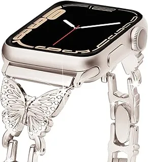 Mazuboho Fashionable Butterfly Bling Dimaond Compatible with Apple Watch Band 38mm 40mm 41mm 42mm 44mm 45mm