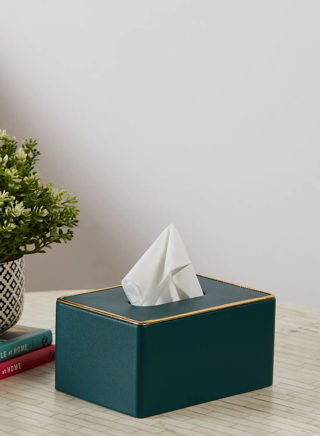 Noire Edit Green Leather Look Tissue Box