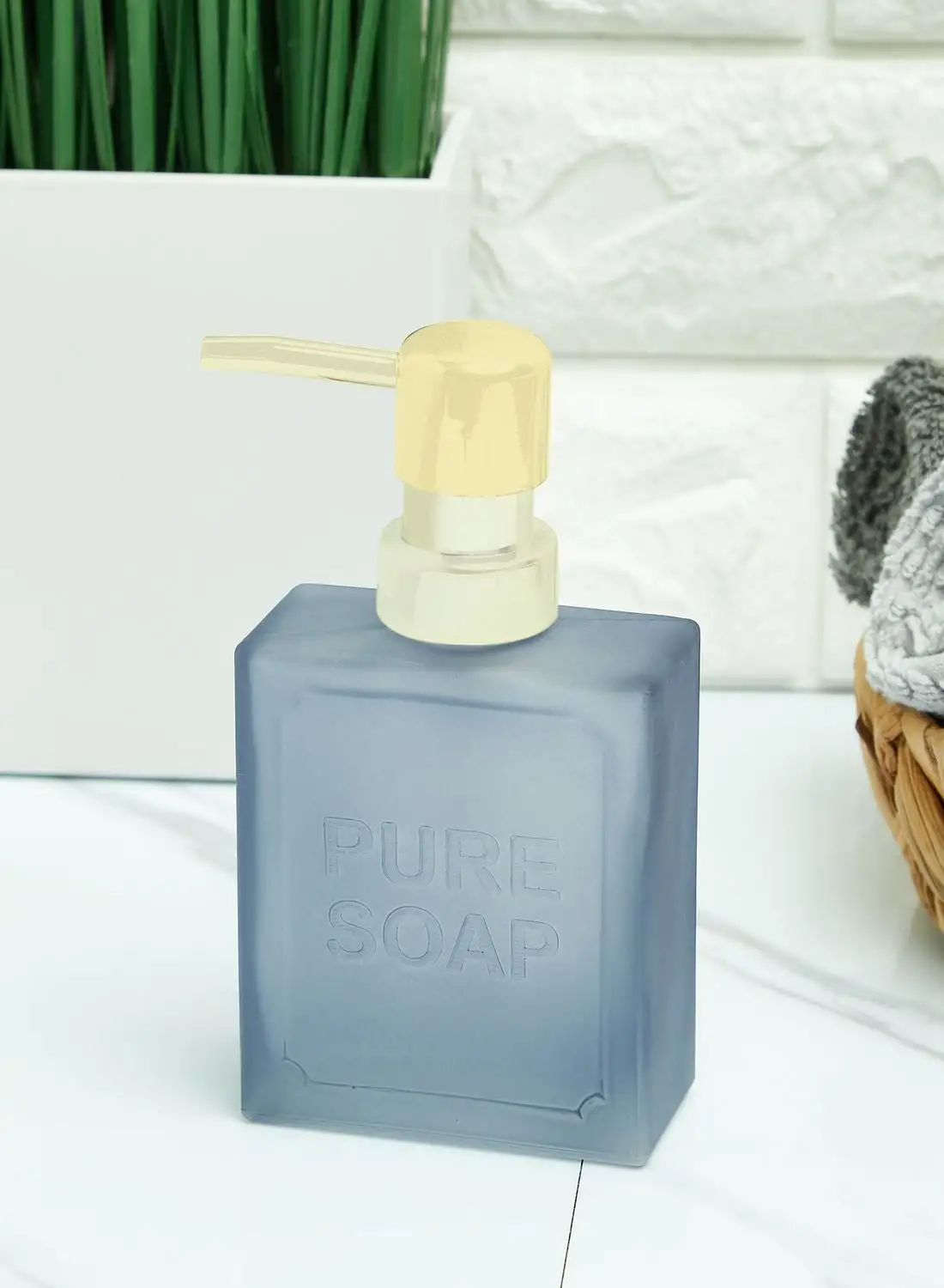 Noire Edit Blue Glass Soap Dispenser