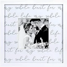 Pearhead Wedding Script Picture Frame, Newlyweds Gift, Wedding Registry, Bridal Shower Gift, White