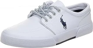 Polo Ralph Lauren Men's Faxon Low Sport Leather Fashion Sneaker, White, 12 D US