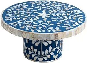 Ali Baba Cave Mother Of Pearl Handmade Cake Stand, Dark Blue