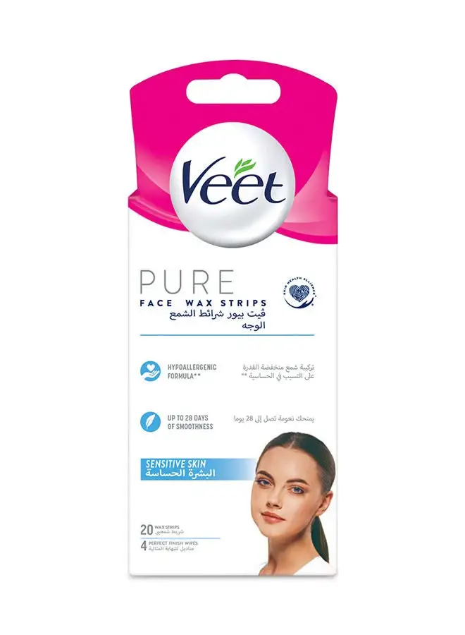 Veet Pure Face Hair Removal Wax For Sensitive Skin 20 Strips