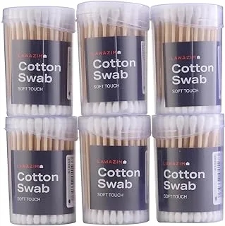 Lawazim Cotton Swab Set 6 Piece | Natural Organic Cotton Buds For Ear - Ear Sticks with A Storage Box Included - Strong 100% Pure Cotton Stick for Makeup, Daily Cleaning, Pet