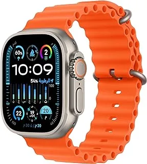 ساعة Apple Watch Ultra 2 الجديدة [GPS + Cellular 49mm] ساعة ذكية مع هيكل متين من التيتانيوم وحزام برتقالي مقاس واحد. جهاز تتبع اللياقة البدنية، نظام تحديد المواقع العالمي (GPS) الدقيق، زر العمل، عمر بطارية طويل للغاية