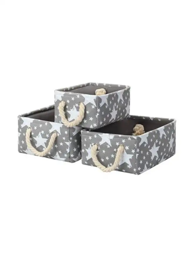 LAWAZIM 3-Piece Storage Basket Set With Printed Stars