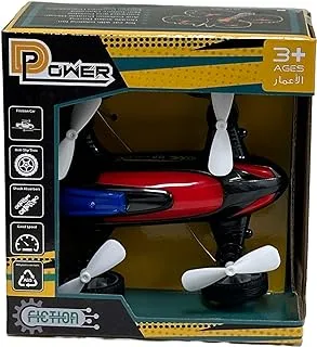 D-Power - Friction-Powered Fly Car with Rotating Propellers - White | Fun, Battery-Free Toy for Kids | Age 3+