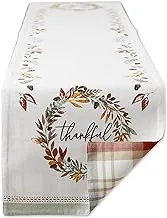 DII Thankful Autumn Collection Fall Tabletop Decoration, Reversible Table Runner, 14x72