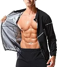 SYOSI Sauna Suit for Men Sweat Sauna Jacket Long Sleeve Workout Zipper Sweat Top Gym Fitness Sauna Shirt(Size L)