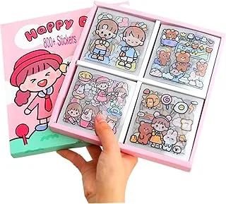 Stickers Set, KASTWAVE 800Pcs/100 Sheets Cute Colorful Vinyl Adhesive Decorative Stickers for Scrapbook, Laptop, Phone, Journal, Water Bottle Sticker for Teens Girls Kids, Gift Package