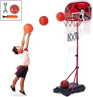 CELETOY Kids Basketball Hoop Stand, Adjustable Height 2.8 ft -6.7 ft, Mini Basketball Goal Toy with Ball & Pump, Toddler Basketball Hoop Stand for Boys Girls Toddlers Age 6 up