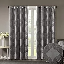 SUNSMART Bentley Total Blackout Curtains Window, Ogee Knitted Jacquard, Grommet Top Living Room Decor, Thermal Insulated Light Blocking Drape for Bedroom and Apartments, 50