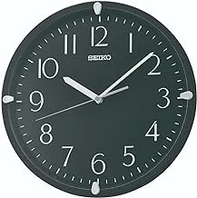 Seiko Clocks Wall Clock with Black Dial and Black Case QHA007K