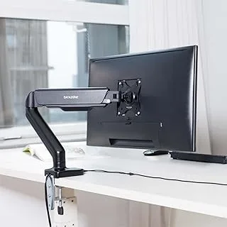 Single Monitor Mount Stand, Articulating Gas Spring Monitor Arm, Adjustable Monitor Stand, Clamp and Grommet Base - Fits 17 to 37 Inch LCD Computer Monitors DZ-MSA01