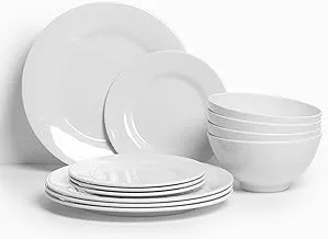 Premium Melamine Dinner Set 12 Pieces For 4 People White Microwave And Dishwasher Safe | Melamine Plates Set | Healthy Melamine Dinner Set (12 Pieces)