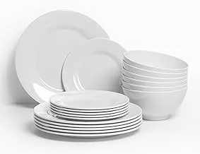 Premium Melamine Dinner Set 18 Pieces For 6 People White Microwave & Dishwasher Safe | Melamine Plates Set | Healthy Melamine Dinner Set (18 Pieces)