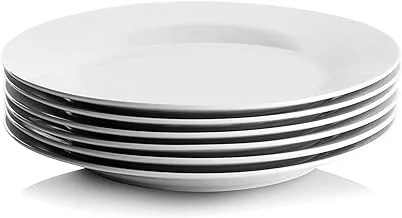 6 Piece Melamine White Serving Side Plates, Easy to Store, Durable, Shatterproof, Dishwasher Safe Multiple Sizes | Melamine Chip-resistant Plate (11 Inch | 27 cm)