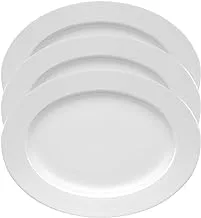 3 Piece Melamine Oval Serving Platter White, Easy to Store, Durable, Shatterproof and Dishwasher Safe Multiple Sizes | Unbreakable Melamine Oval Serving Plate (46 * 31cm)