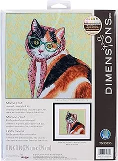 DIMENSIONS Mama Cat Counted Cross Stitch Kit, Multi-color
