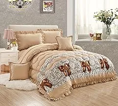 SLEEP NIGHT 4 Piece Single Size Elegant Bedspread Includes Comforter, Bedsheet, Pillow Sham, Decorative Pillowcase, Lightweight Reversible Comforter, Suitable for All Seasons