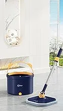 CEPILLO Easy Wring Spin Mop Set | 360° Square Flat Rotating Mop | Seperates Clean and Dirty Water | Extendable Handle | 2 Extra Microfiber Pads | All Kinds Of Floor Cleaning - BLUE CP613
