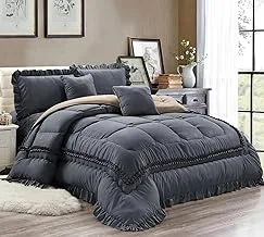 SLEEP NIGHT 4 Pieces Single Size Bedspread Elegant Bedding Set Includes Comforter, Bedsheet, Pillow Sham, Decorative Pillowcase, Lightweight Reversible Comforter, All Seasons