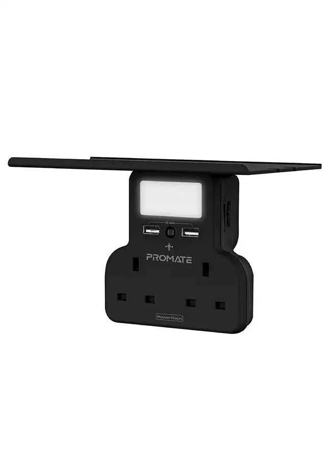 PROMATE 5 In 1 Wall Mount Charging Station With Removable Shelf Black