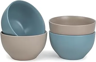 Shallow Jaspe 4-Piece Deep Bowls Set Kitchen Dinnerware, Ceramic, Stoneware - Sg Glaze | 14cm Diameter