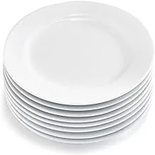 6 Piece Melamine Flat Plate for Serving Desserts and Meats White Color Easy to Store Durable Break Resistant Dishwasher Safe Multiple Sizes | Serving Plate for Meat and Desserts (6 Inch | 15cm)
