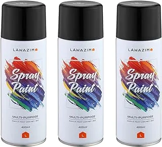 Lawazim Spray Paint Set Pack Of 3 39 Black | Spray Paint and Primer for Indoor/Outdoor Use
