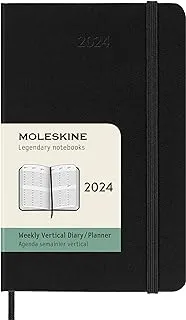 Moleskine 2024 Vertical Weekly Planner, 12M, Pocket, Black, Hard Cover (3.5 x 5.5)