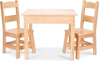 Melissa & Doug Solid Wood Table and 2 Chairs Set - Light Finish Furniture for Playroom