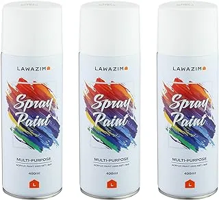 Lawazim Spray Paint Set Pack Of 3 1007 Matt White | Spray Paint and Primer for Indoor/Outdoor Use